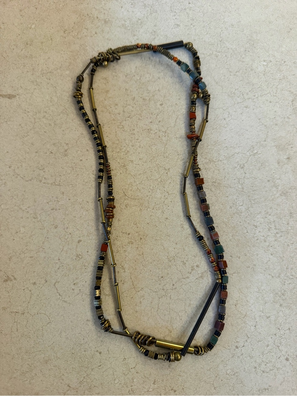 Annie Costello Brown - Vintage Multi-Color Boho Beaded Necklace